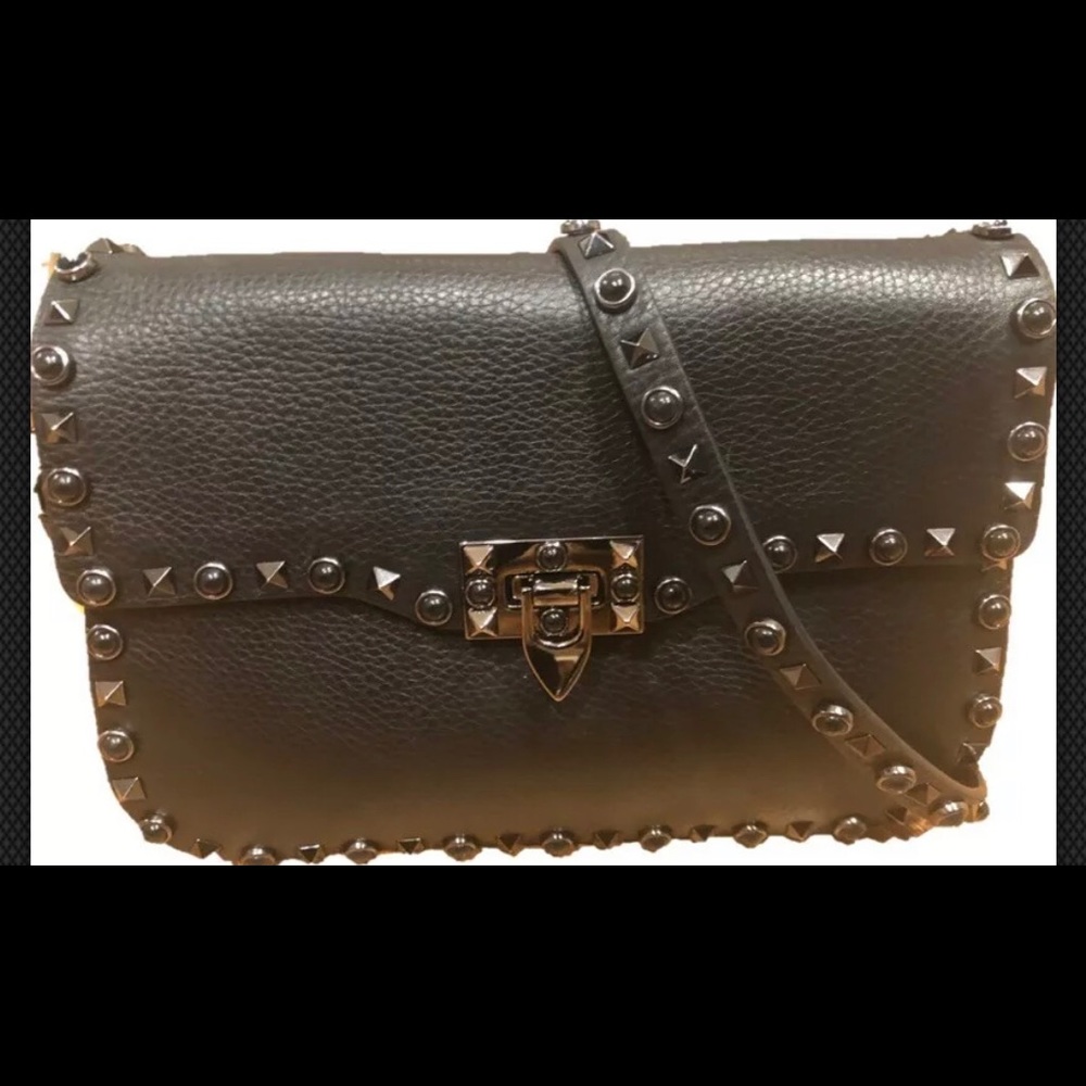 Valentino Rockstud Rolling Black Cross Body Bag